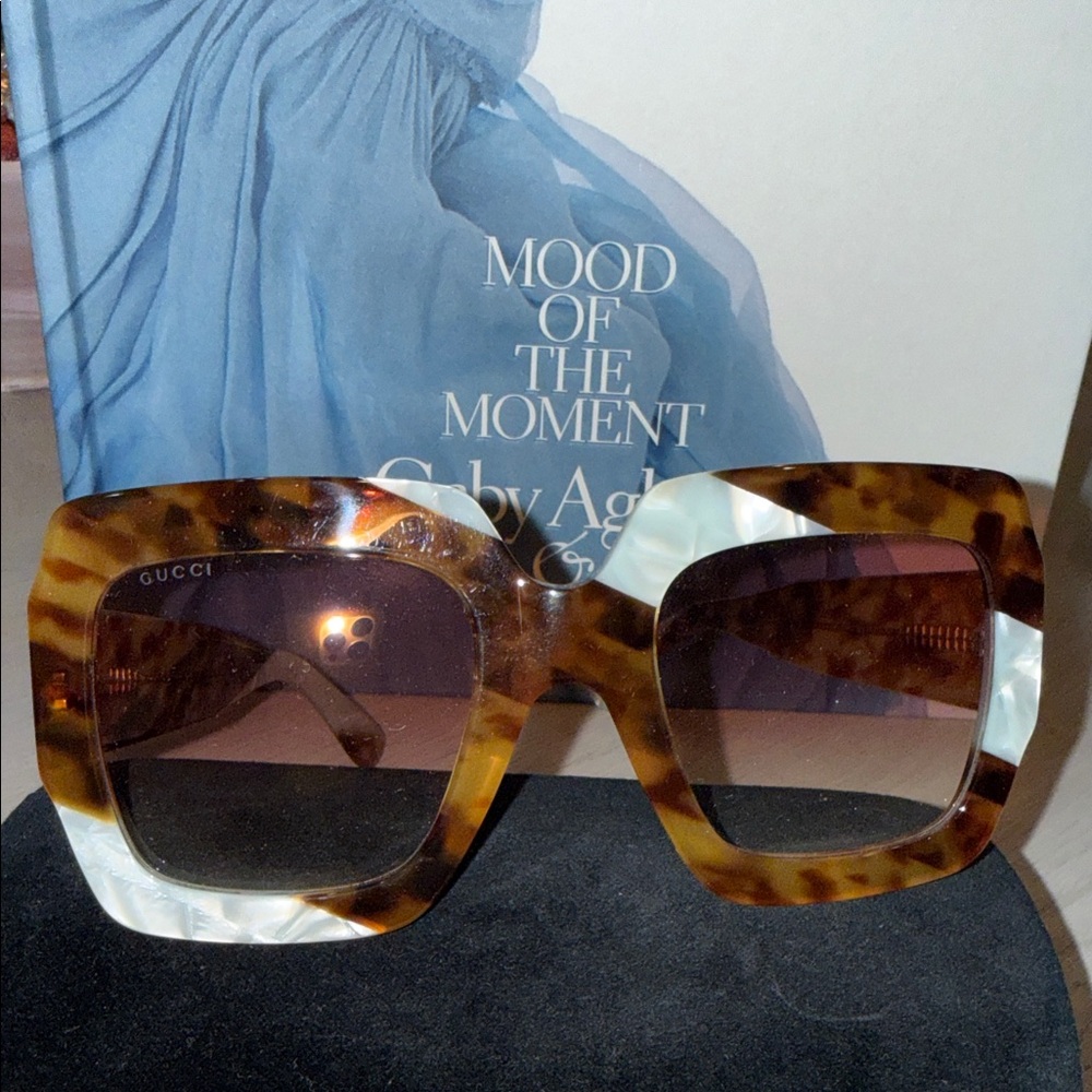 Gucci Oversized Square Sunglasses Tortoiseshell Brown New Full Set Authentic